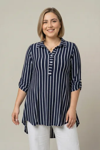 Tmavomodrá opasky tunika