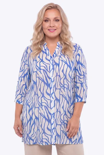 Béžová košeľa s modrými vzormi