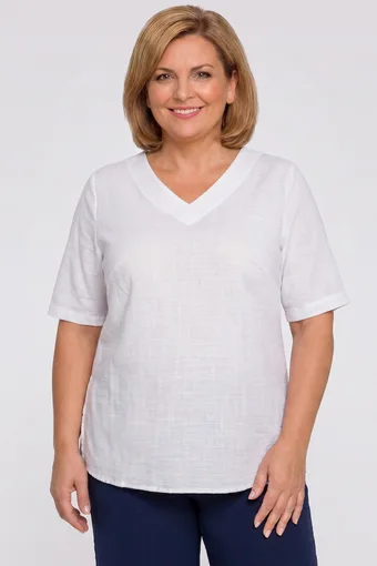 kópia z Voľná ľanová blúzka v bielej farbe