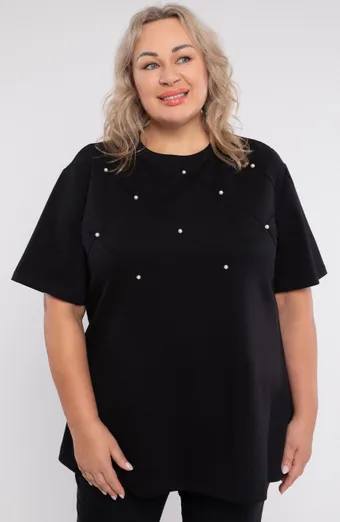 Čierna tunika s bielymi geometrickými vzormi
